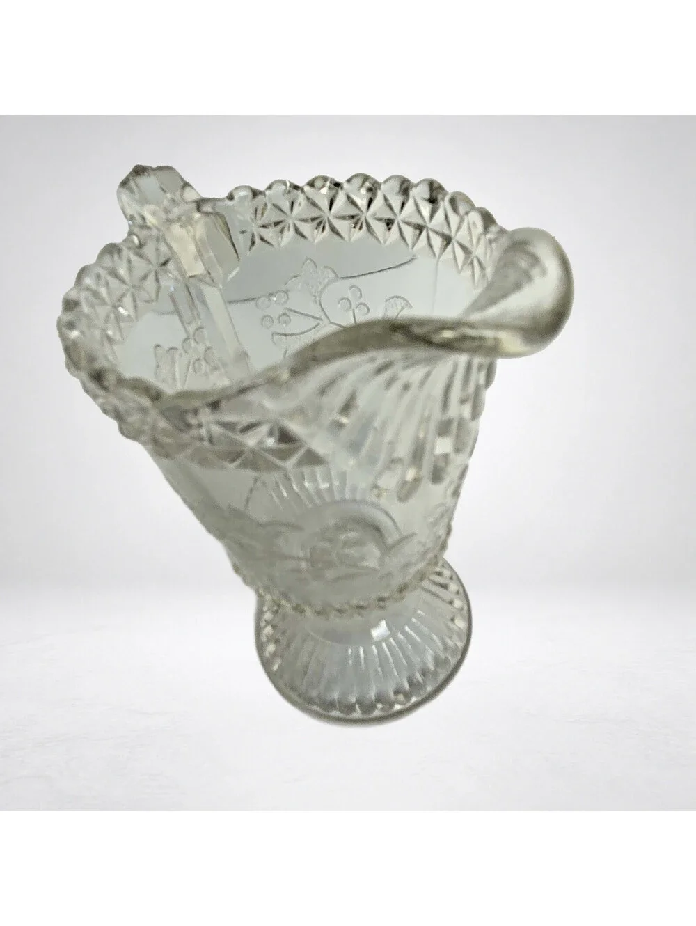 EAPG Adams Wildflower Clear Footed Cream Pitcher Victorian 1880s